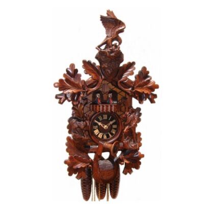 8667-5Tnu  Eagle, Hunter & Goat Clock
