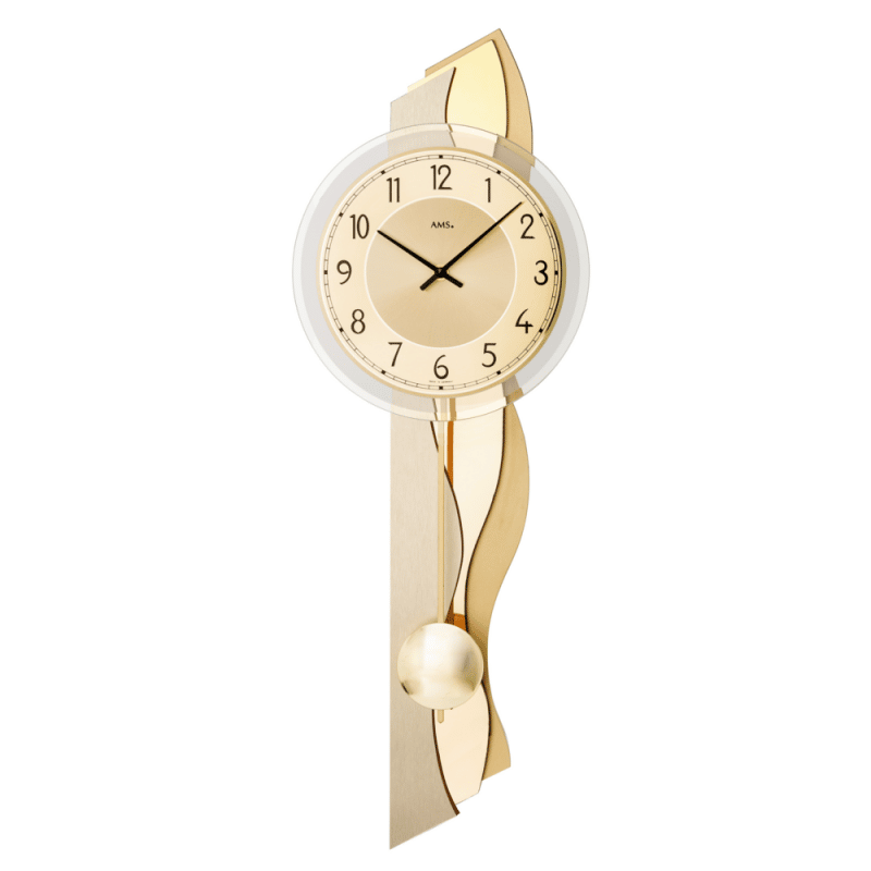 AMS Gold Pendulum Quartz Wall Clock - 7477 — Clocks.com.au