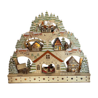 Wooden Village Light Scene with Moving Train - 990010