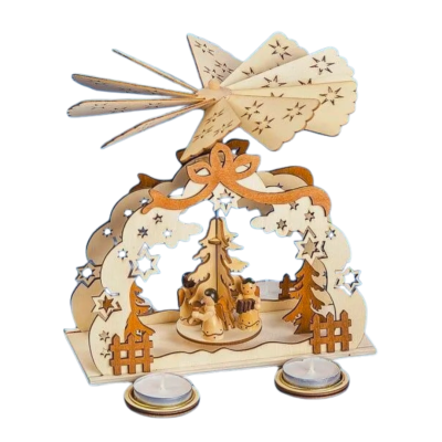 Wooden Pyramid with Angels - W120
