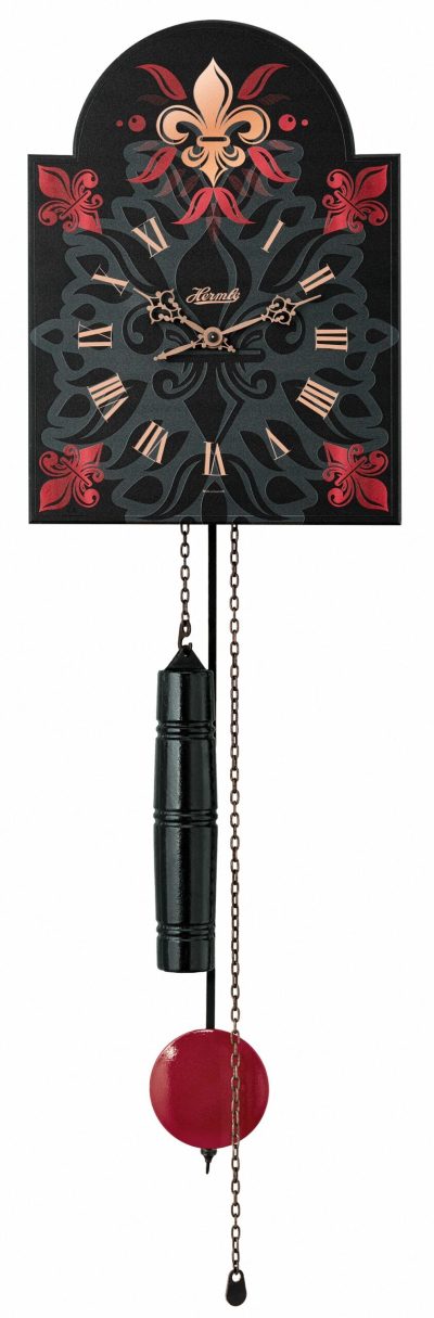 Hermle Black Mechanical Shield Wall Clock with Hour Strike -61025-000711