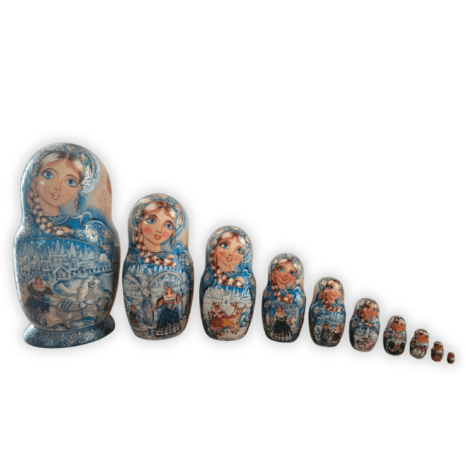 Limited Edition Snow Queen 10 Piece Matryoshka Doll Set - Matry14