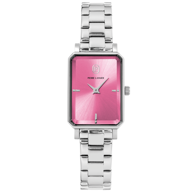 Ariane with rose dial and silver steel strap - 005P651