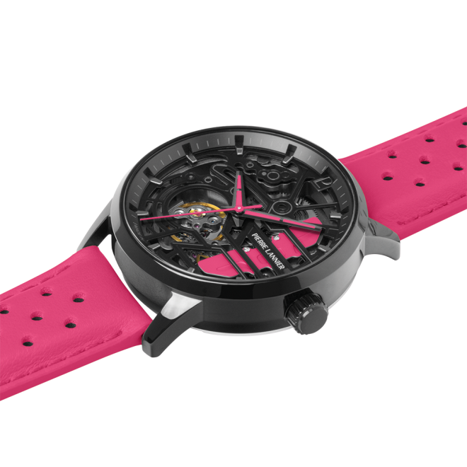 Caliper with black dial and fuschia pink leather strap -145G895 - Image 2