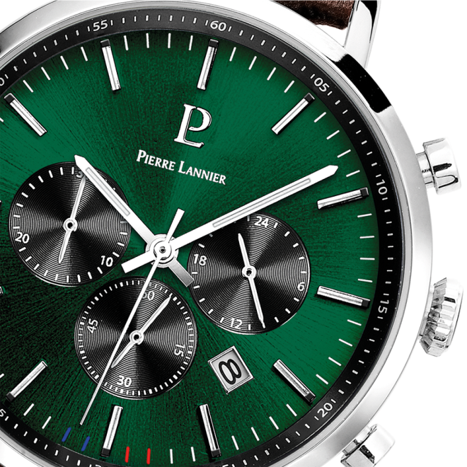 Baron with green dial and brown perforated leather strap - 219G164 - Image 3