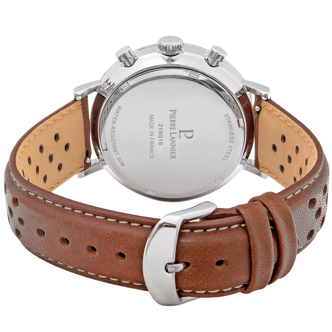 Baron with green dial and brown perforated leather strap - 219G164 - Image 4