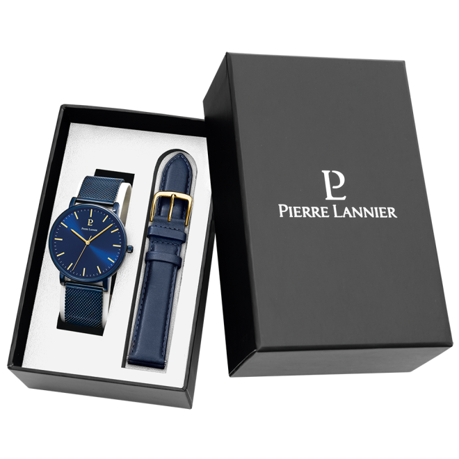 Men Set Essential Blue Dial with Blue Leather Strap - 388C466 - Image 5