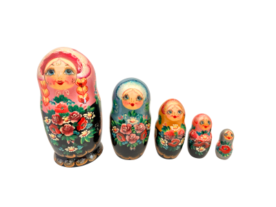 Artistic floral pink platts (5 set large 18cm)