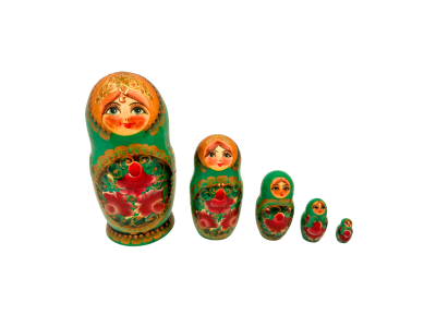 Artistic floral green with gold crown ( 5 set med 15cm)