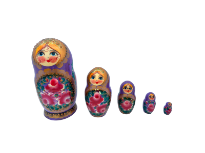 Artistic floral purple with gold crown ( 5 set med 15cm)