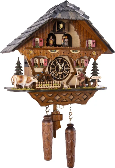 Black forest cuckoo clock with Cow and wanderer