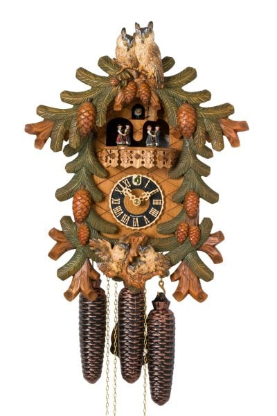 Hönes 8684‑4Tbu Painted Owl Cuckoo Clock