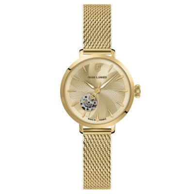 Pierre Lannier Soline Women's Automatic Watch, Gold Dial, Gold Mesh Strap 139L542