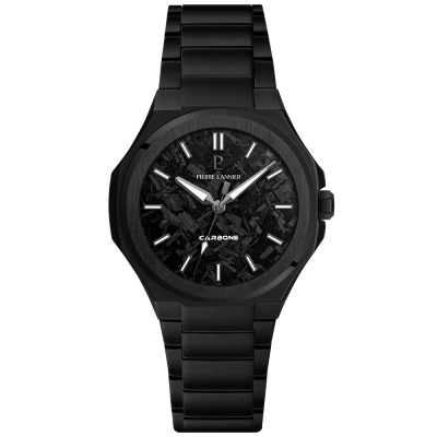 Pierre Lannier Graphite Men's Quartz Watch, Black Dial, Black Stainless Steel Strap 202K489