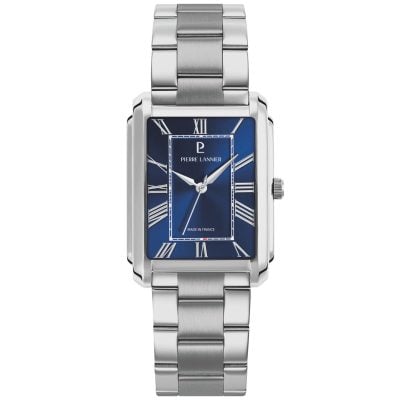 Pierre Lannier Empire Men's Quartz Watch,  Blue Dial, Silver Steel Strap 213F161