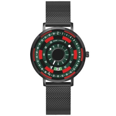 Pierre Lannier Blackjack Men's Quartz Watch, Green Dial, Black Mesh Strap 254D499