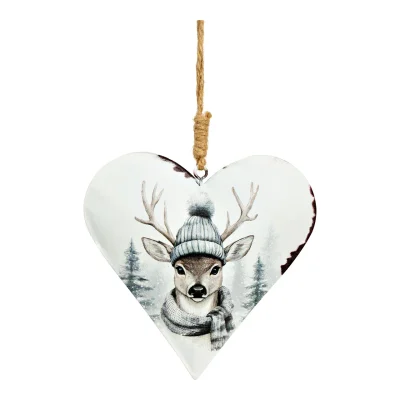 Metal Heart shaped Decoration with Deer - 10044267