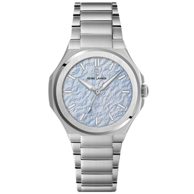 Pierre Lannier Graphite Men's Quartz Watch, Ice Blue Dial, Silver Stainless Steel Strap 203G161