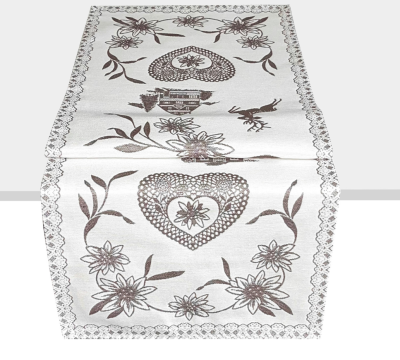 Bobbin Hearts and Eidelweiss Runner 35cm x 97cm