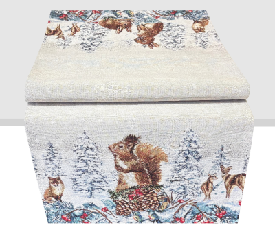 Animals in the Winter Forest  Runner 35cm x 97cm