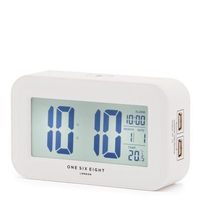 RIELLY White Digital Rectangle  Alarm Clock
