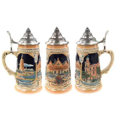 Colourful Frankfurt Beer Stein  0.5L with Lid