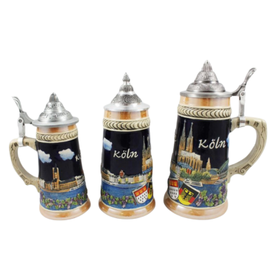 Colourful Cologne Beer Stein  0.7L with Pewter Lid
