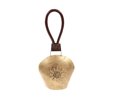 Antique Gold Edelweiss Bell 18cm (with Leather straps 40cm)