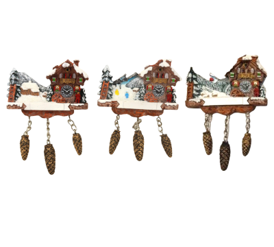 Assorted Alpine Winter Cuckoo Clock Magnet (7.5x11.5cm)