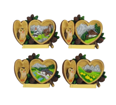 Assorted Summer Owl Heart Magnet (7.5x5.5cm)