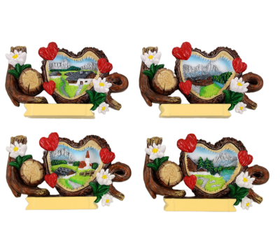 Asorted Summer Heart Tree Bark Magnet (8.5x5cm)