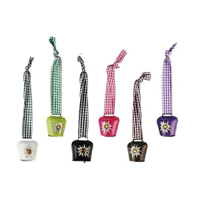 Metal Bell with Edelweiss 4cm 35cm Ribbon