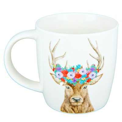 Porcelain Cup Deer Flower Wreath