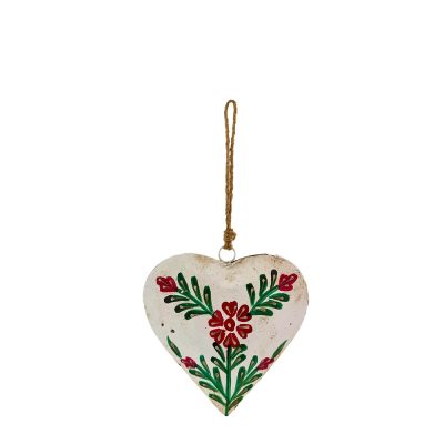 Hanging White Hand-Painted Heart 11x11.5cm