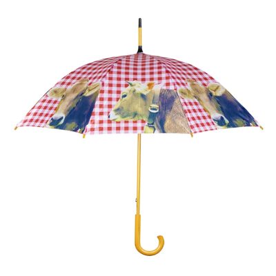 Walking Stick Umbrella Alpine Cow Red
