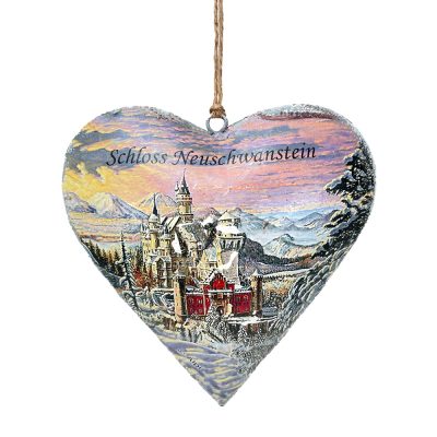 Metal Neuschwanstein Heart with Winter View