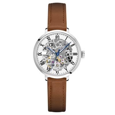 LADIES Automatic Watch White Dial Brown Leather - 137H604