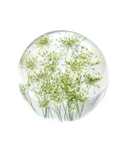 Resin Sphere - Handcraftered w Real White Lace Flowers - 15304
