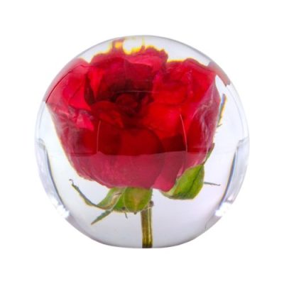 Resin Sphere - Handcraftered w Real Red Rose -  15307
