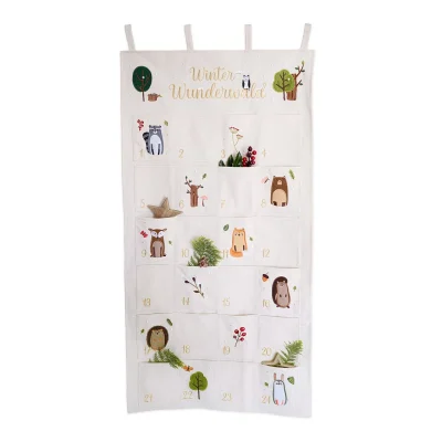 Advent calendar "Winter Wonderforest" with embroidery made of cotton - 10041079
