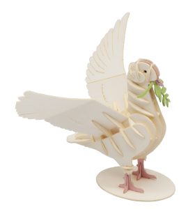 3D model, white dove, special cardboard, laser-cut