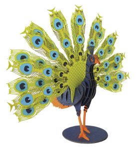 3D model, peacock, special cardboard, laser-cut