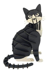 3D paper model, cat, black and white
