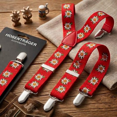 Bavarian Suspenders - Red Edelwiess