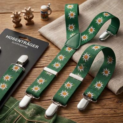 Bavarian Suspenders - Green Edelwiess