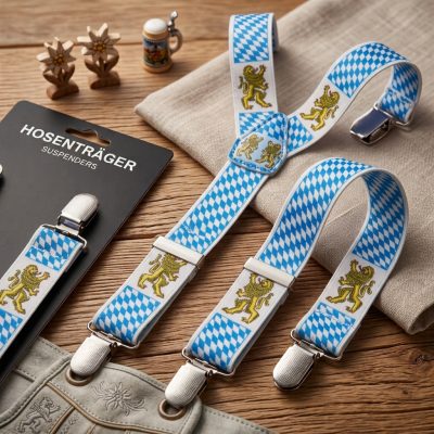 Bavarian Suspenders - Blue Check