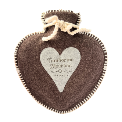 Hot Water Bottle Heart Brown/Grey 24x27cm