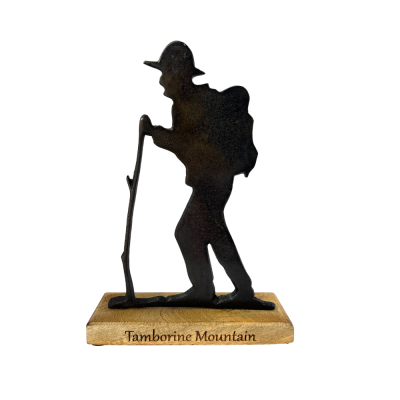 Metal Mountaineer on Wooden Base 27cm