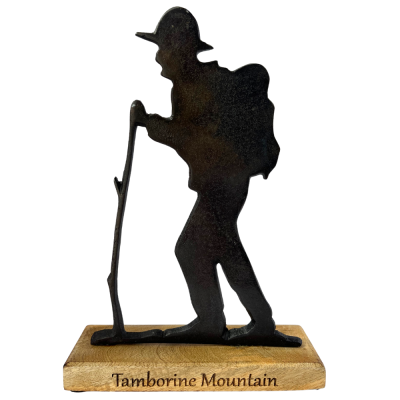 Metal Mountaineer on Wooden Base 34cm